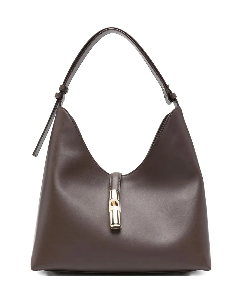 Furla Medium Logo-detail Leather Shoulder Bag Brown