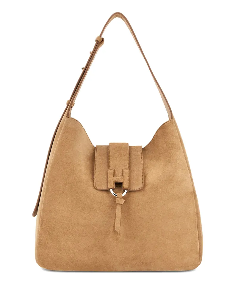 Hogan Logo Adjustable Shoulder Bag Neutrals
