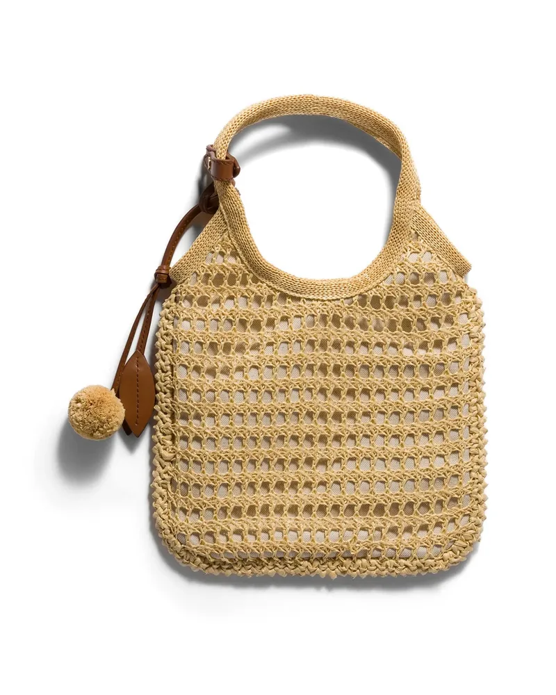 Miu Miu Ivy Raffia Crochet Handbag Neutrals
