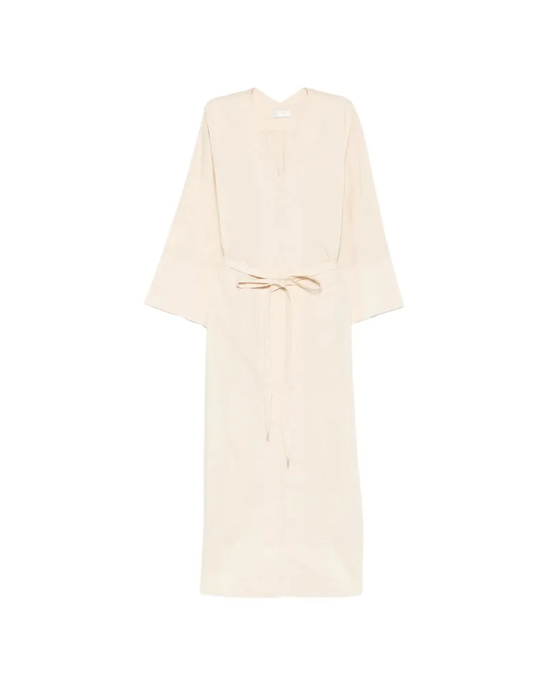 PANICALE Cashmere V-neck Belt Midi Dress Neutrals