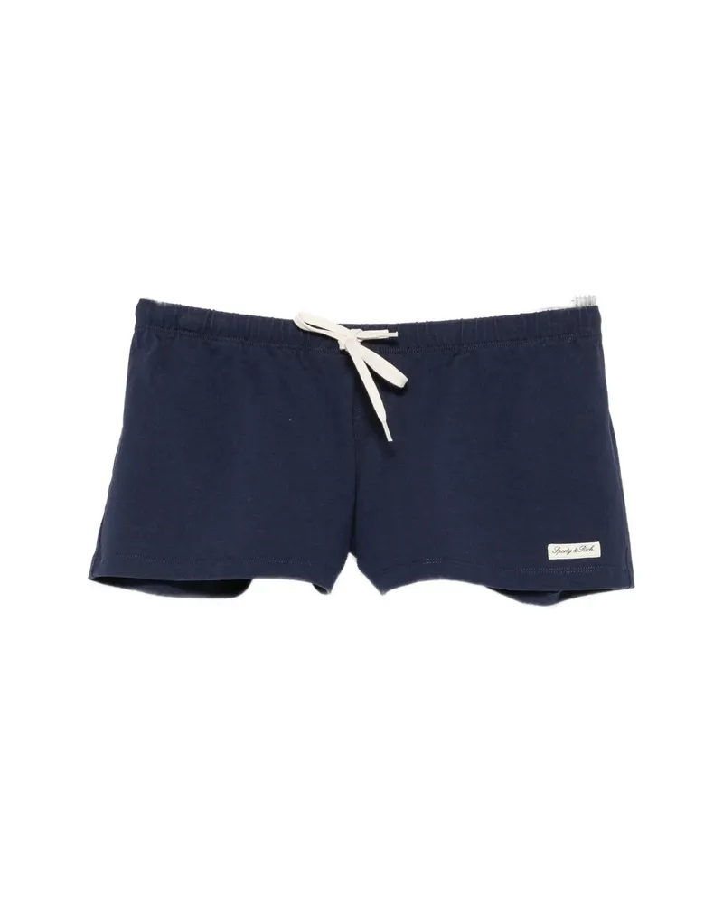SPORTY & RICH Drawstring Logo-patch Shorts Blue