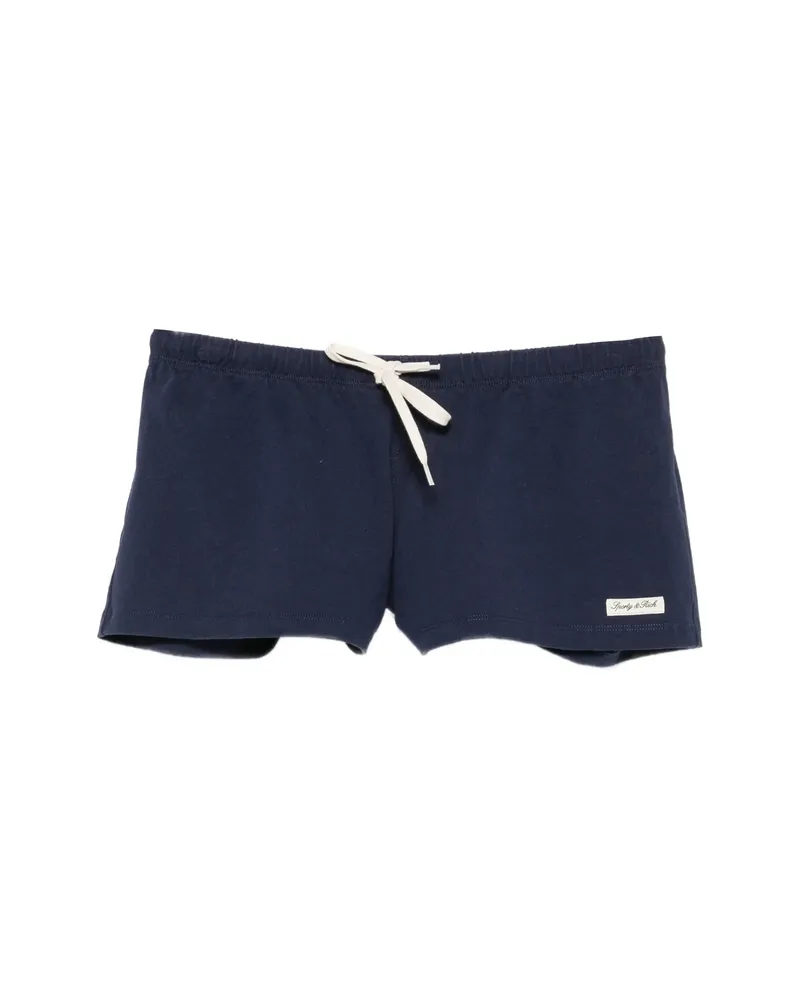 SPORTY & RICH Drawstring Logo-patch Shorts Blue