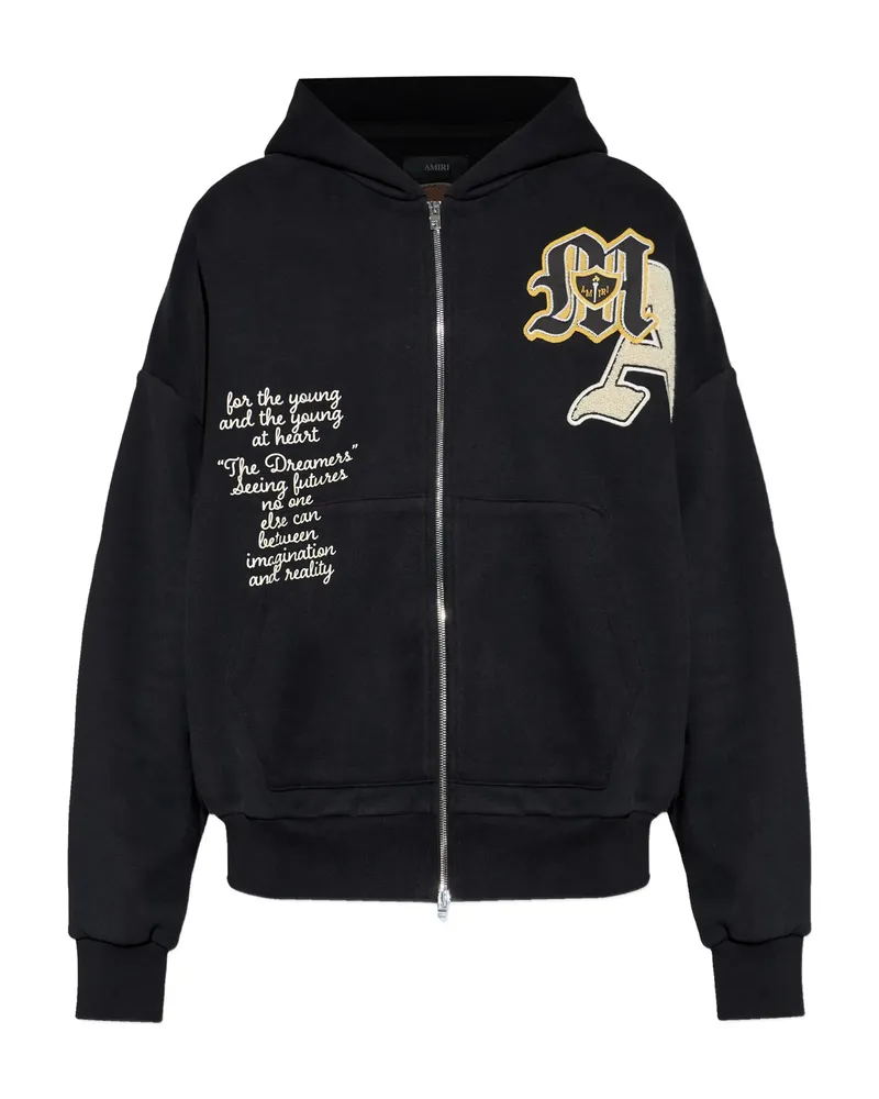 Amiri Logo-appliqué Full-zip Hoodie Black
