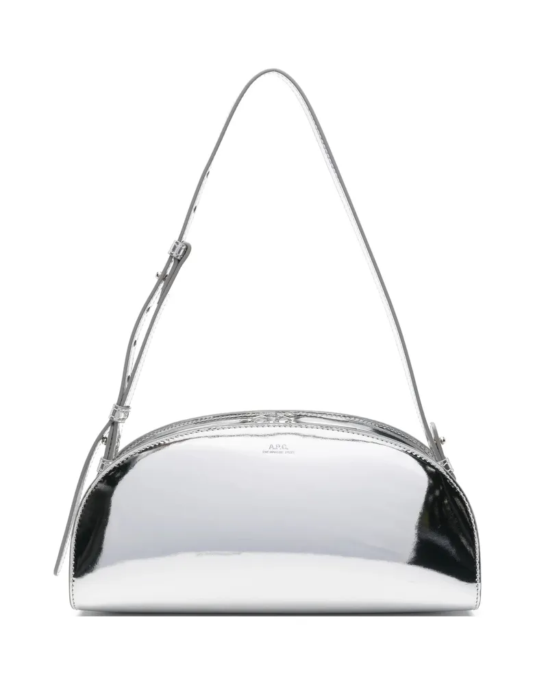 A.P.C. A. p.c. Demi-Lune Zip Shoulder Bag Silver