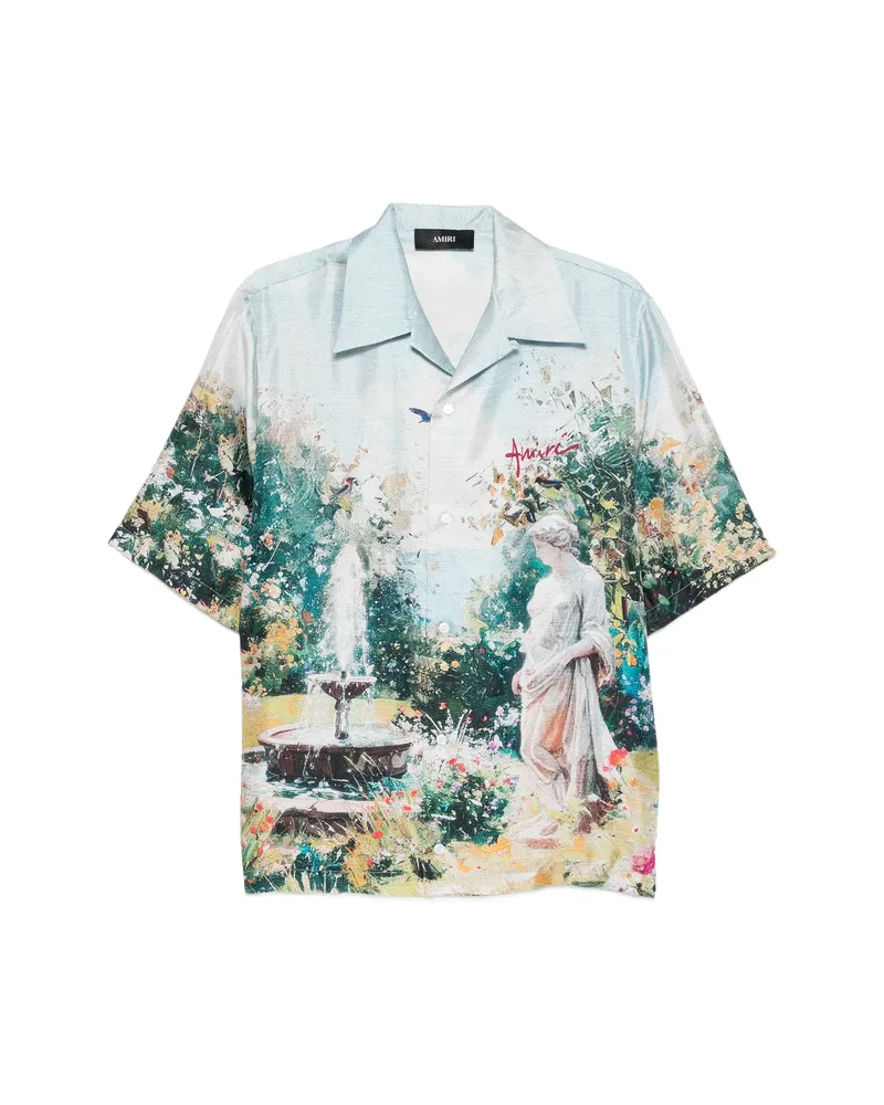 Amiri Printed Short-sleeve Shirt Blue