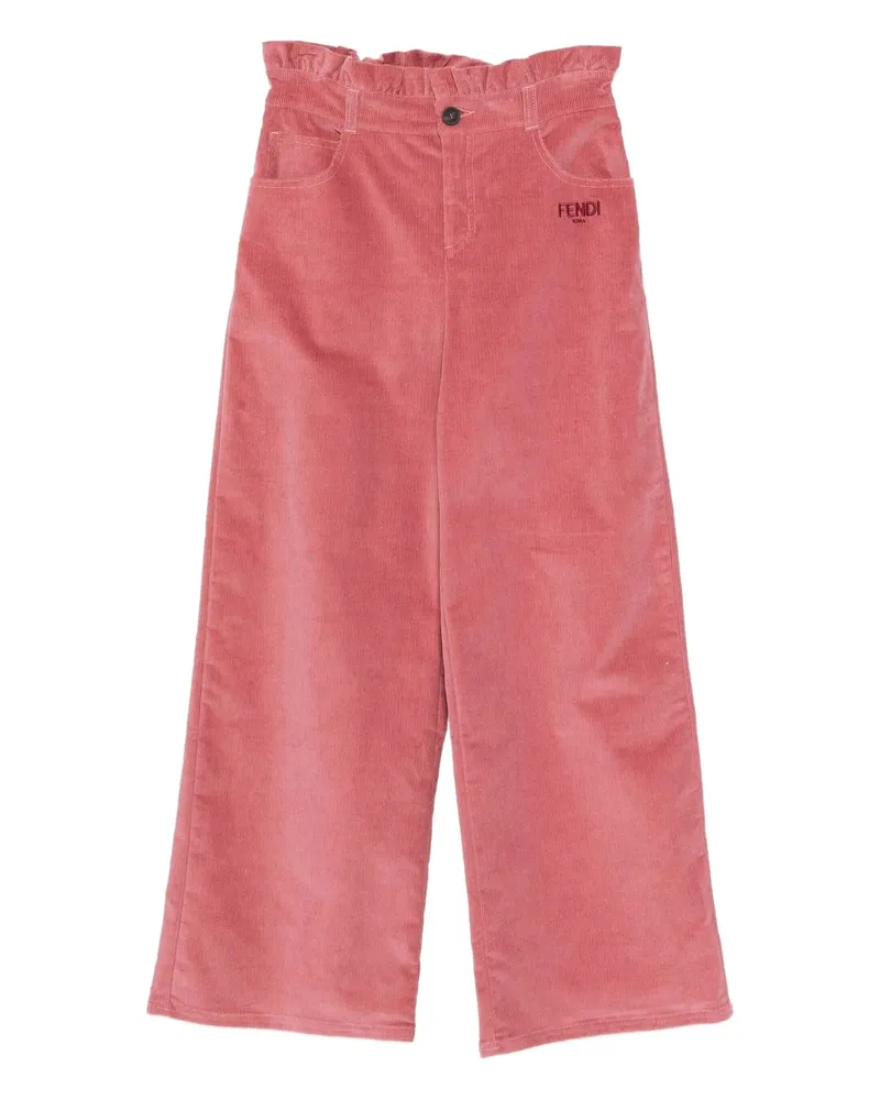 Fendi Ruffled Corduroy Trousers Pink