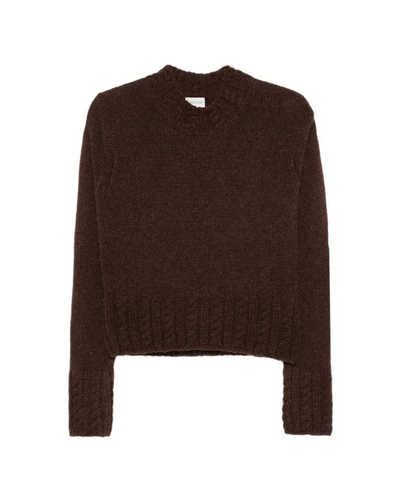 Moncler Cable-knit Logo-patch Sweater Brown