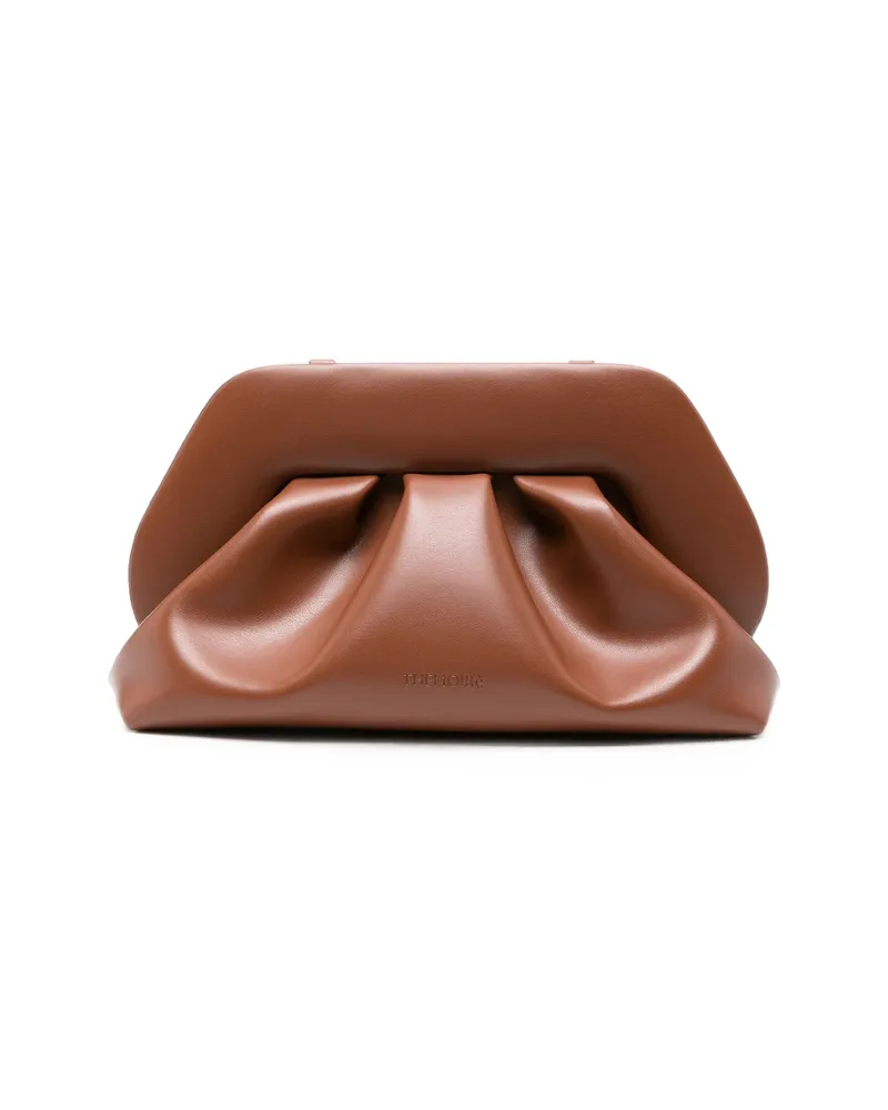 THEMOIRÈ Bios Ruched Clutch Bag Brown