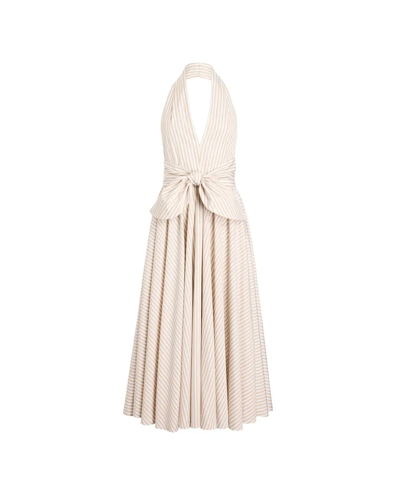 Patou Halterneck Knot Midi Dress Neutrals