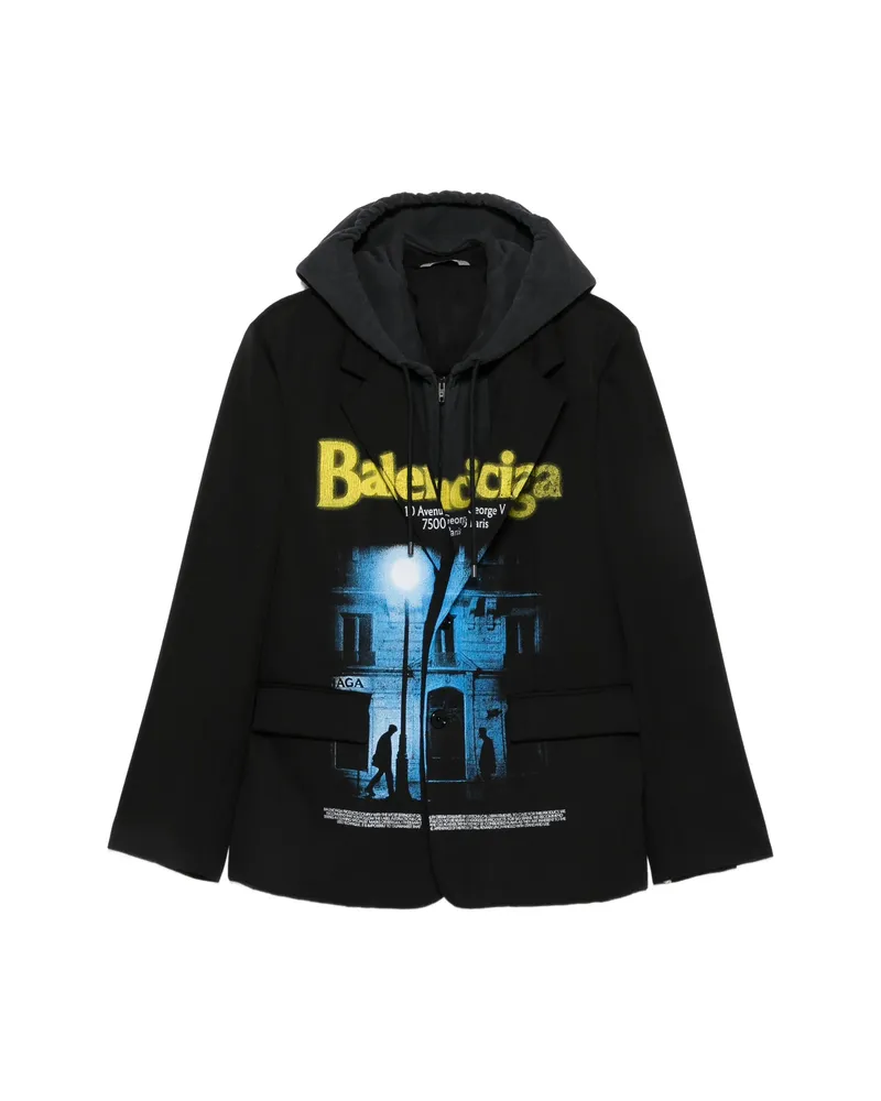 Balenciaga Graphic-print Layered Jacket Grey