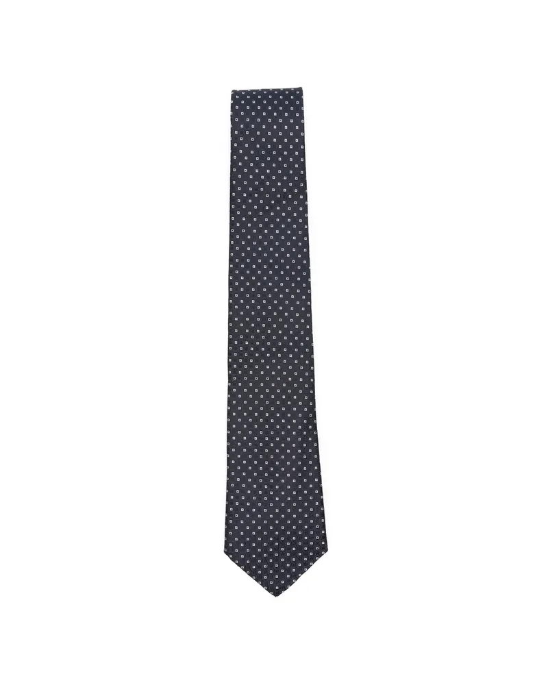 Canali Geometric-pattern Silk Tie Blue