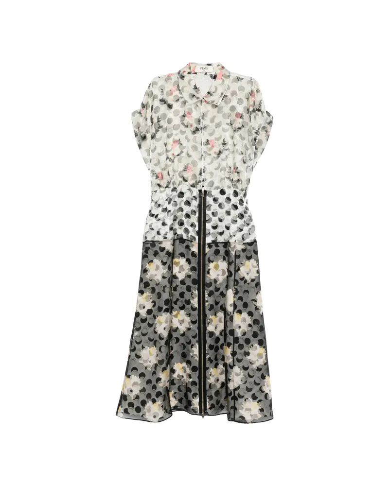 Fendi Floral-print Midi Dress Black