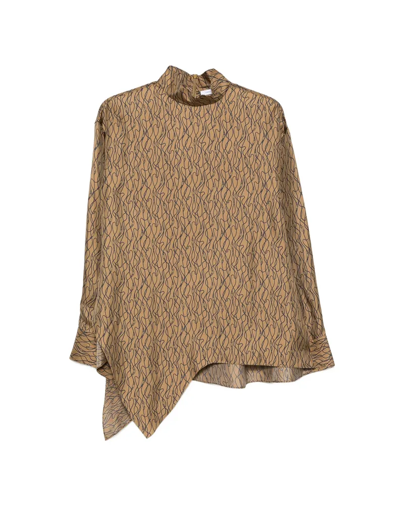 Ferragamo Graphic-print Asymmetric Blouse Brown