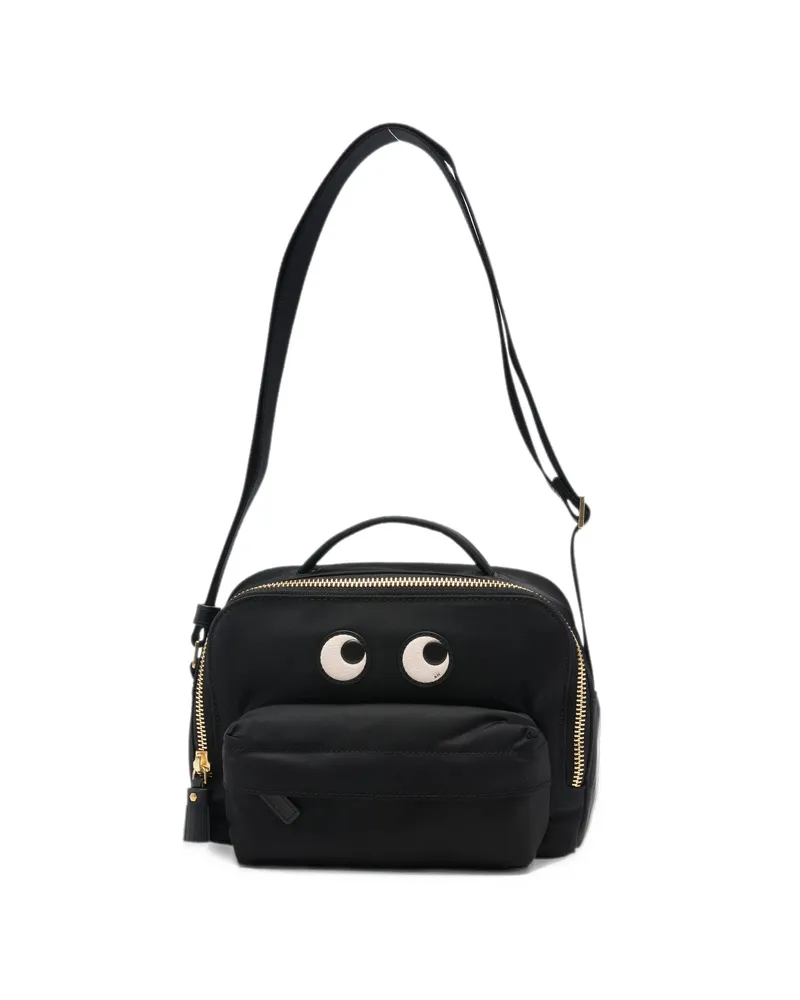 Anya Hindmarch Eyes Leather-trim Shoulder Bag Black