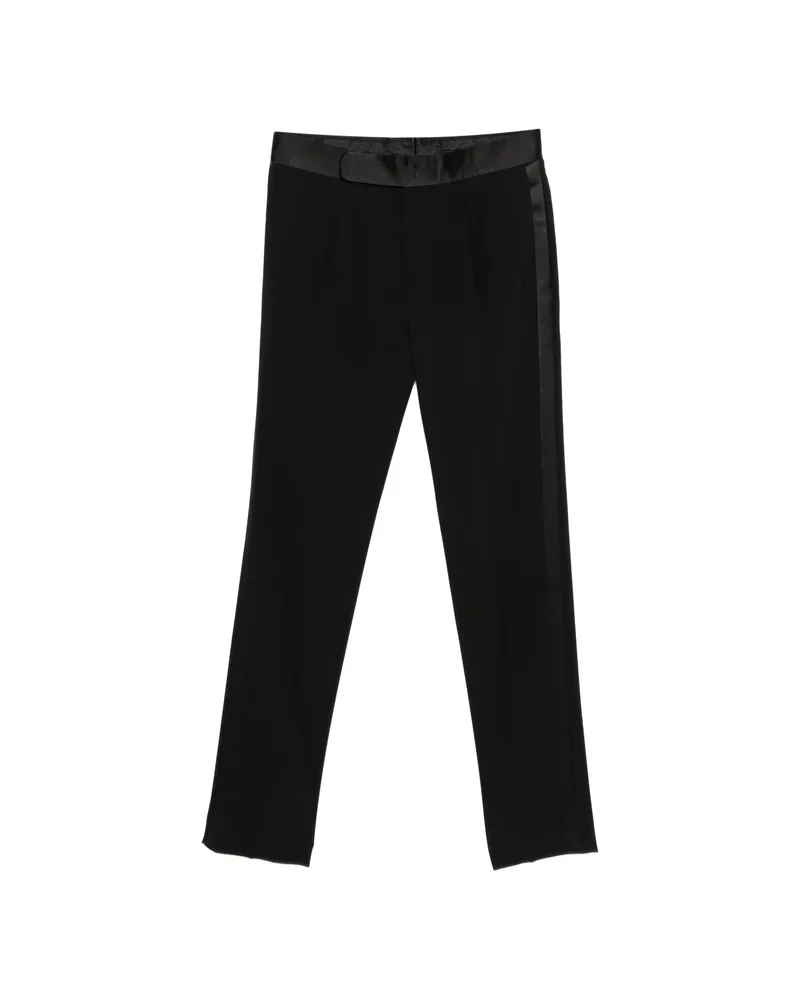 Giorgio Armani Satin-trim Pleated Trousers Black