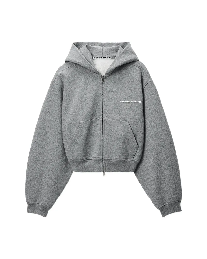 Alexander Wang Logo-print Zip-up Hoodie Grey