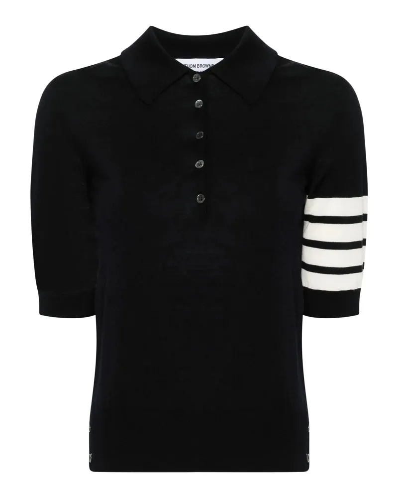 Thom Browne Wool 4-bar Relaxed Polo Blue