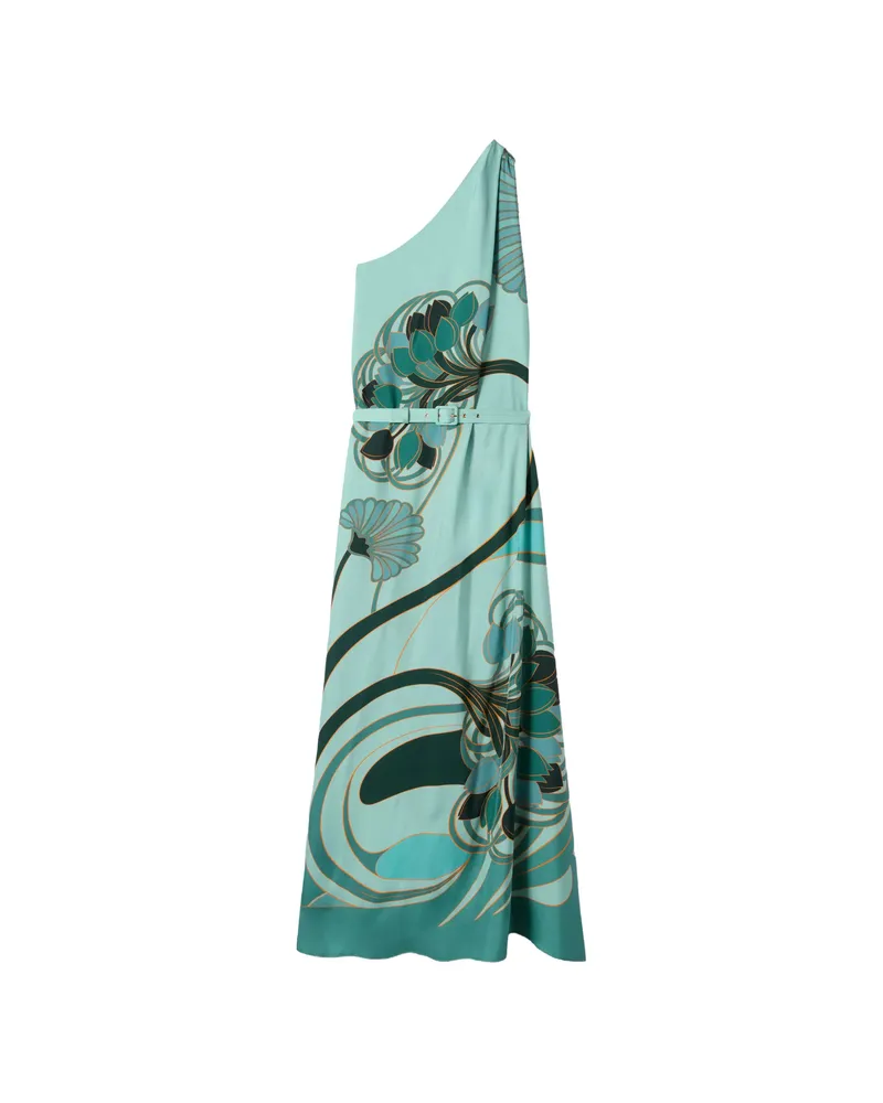 La DoubleJ Roy One-shoulder Floral-print Dress Blue