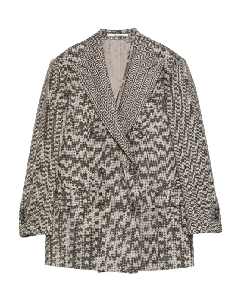 Tagliatore Herringbone Double-breasted Jacket Grey
