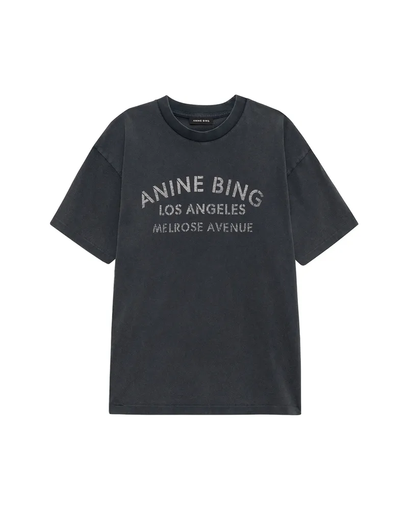 Anine Bing Melrose Stencil-print Cotton T-shirt Black