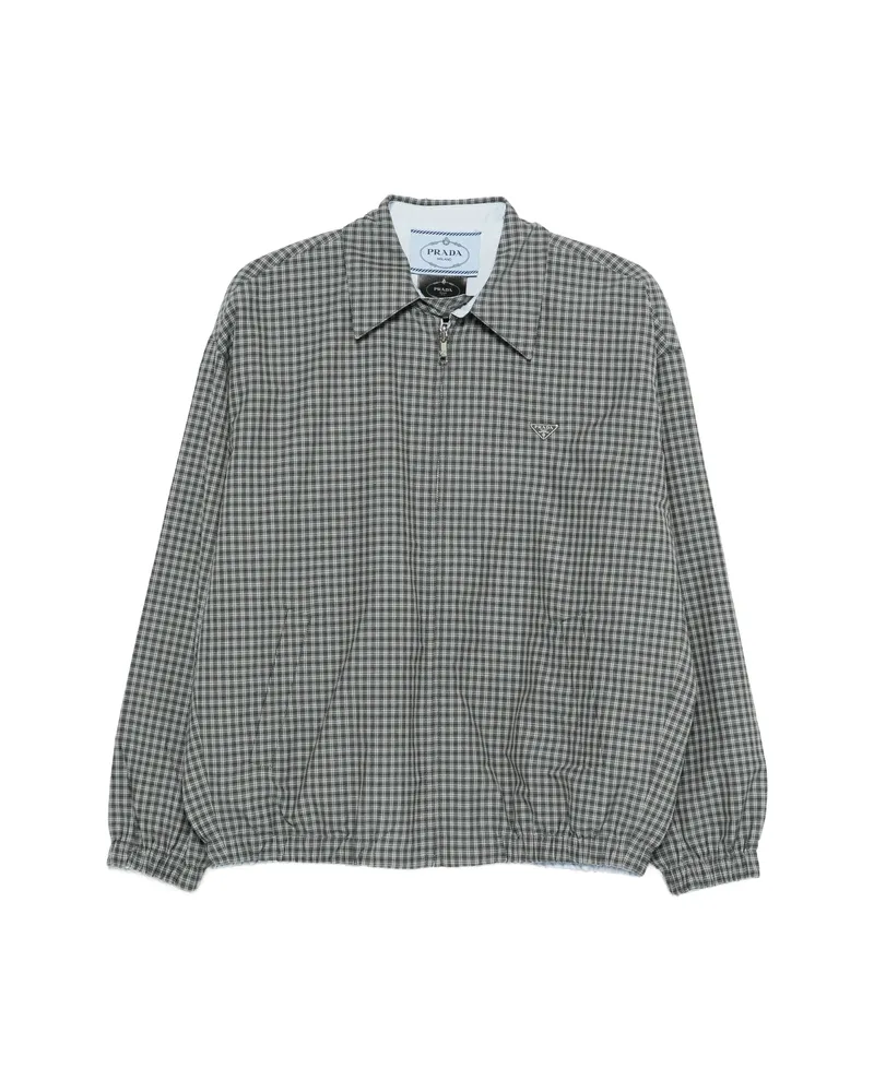 Prada Checked Poplin Jacket Grey