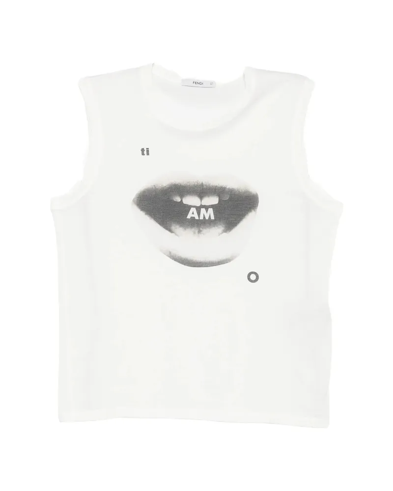 Fendi Graphic-print Sleeveless Top White