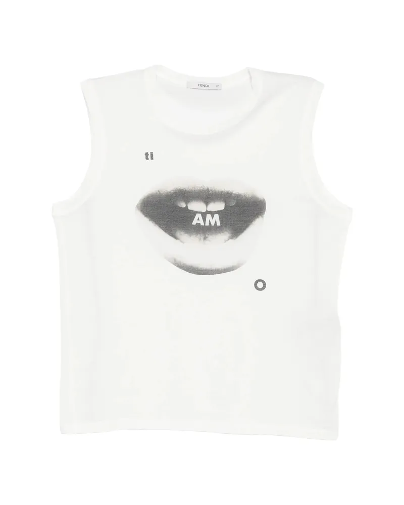 Fendi Graphic-print Sleeveless Top White