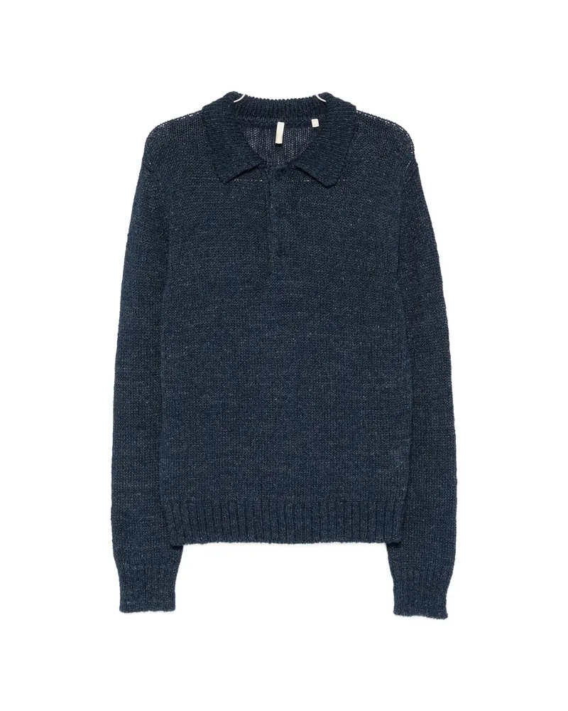 Sunflower Ribbed-knit Polo Shirt Blue