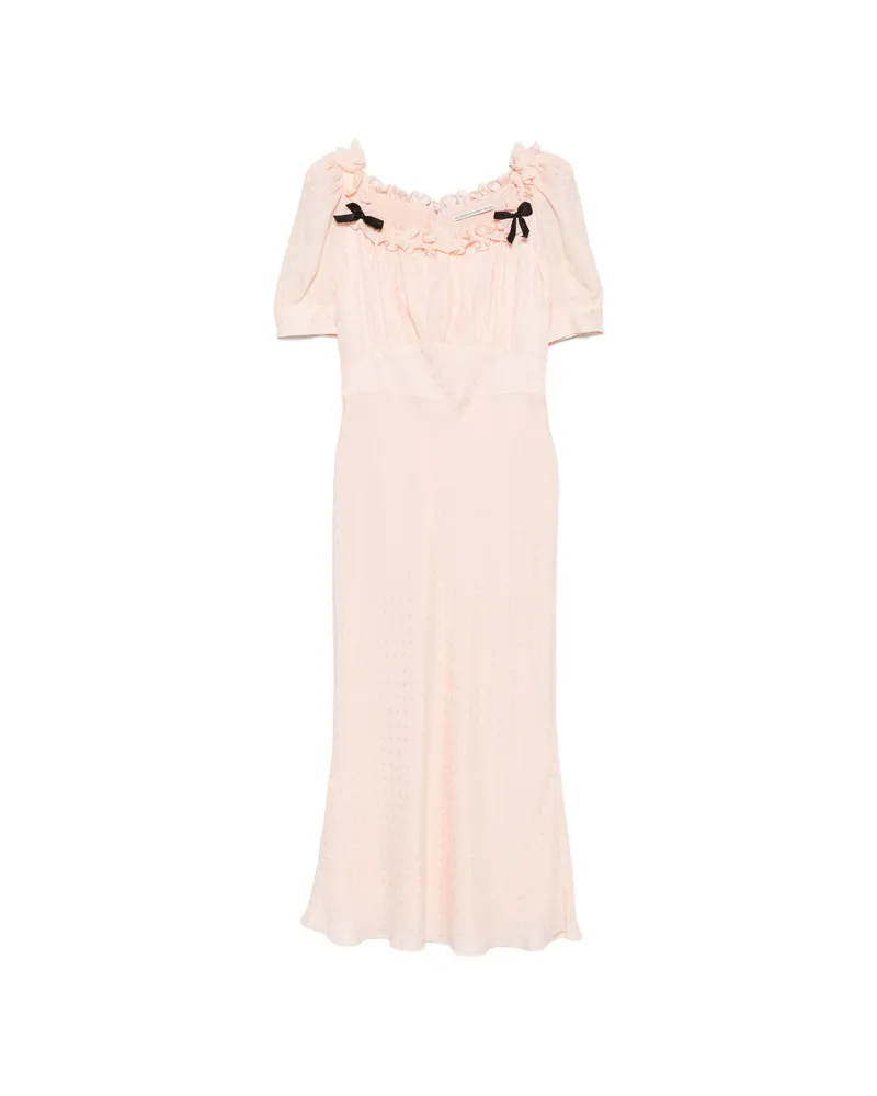 Alessandra Rich Ruffled Silk-jacquard Midi Dress Pink