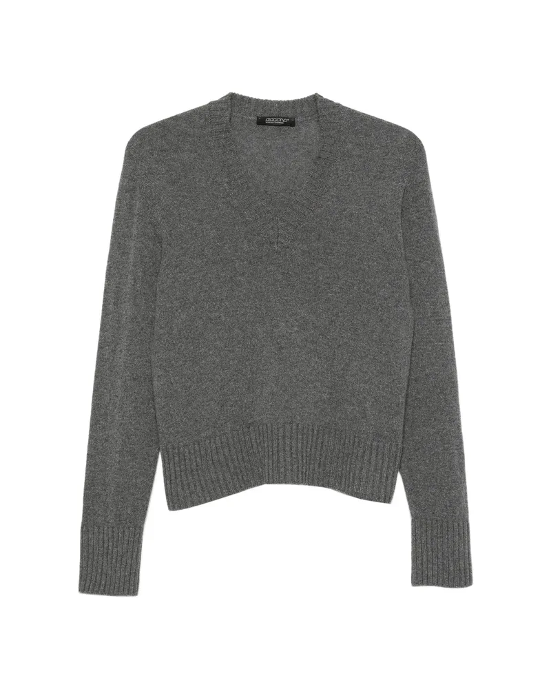 ARAGONA V-neck Ribbed-trim Sweater Grey