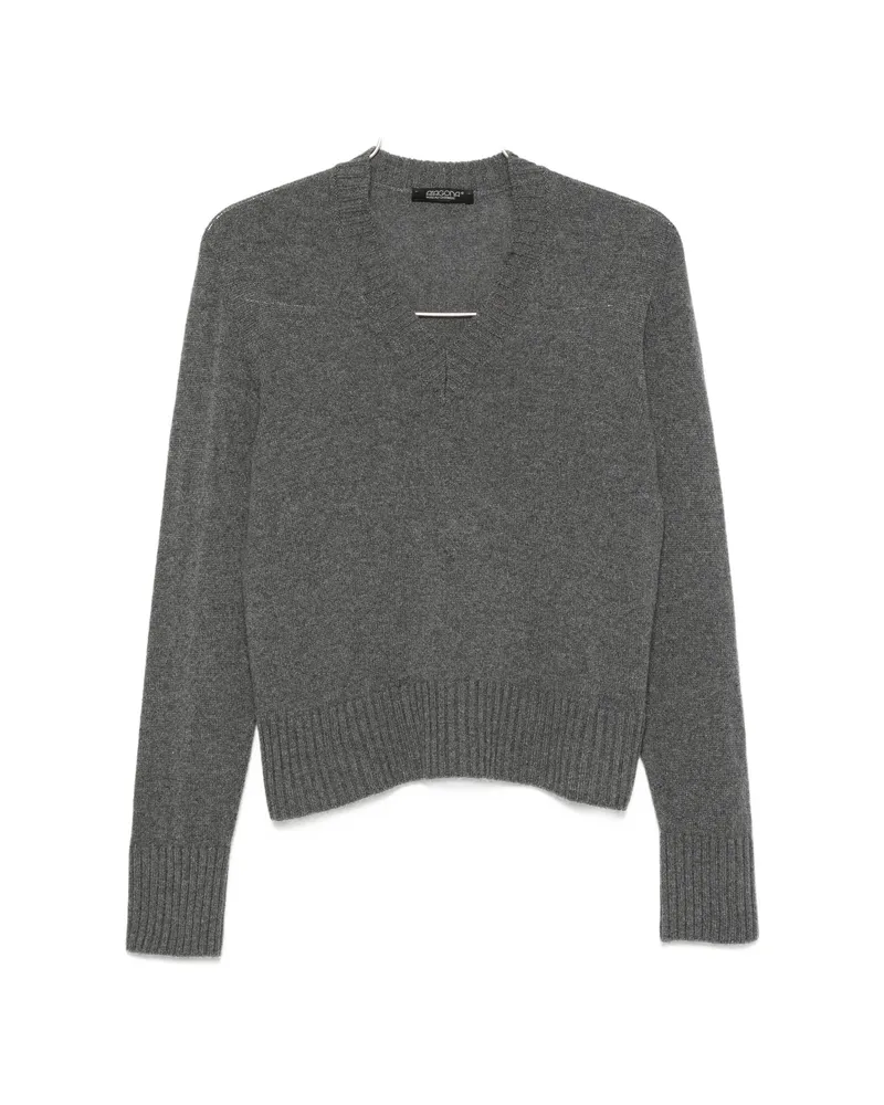 ARAGONA V-neck Ribbed-trim Sweater Grey