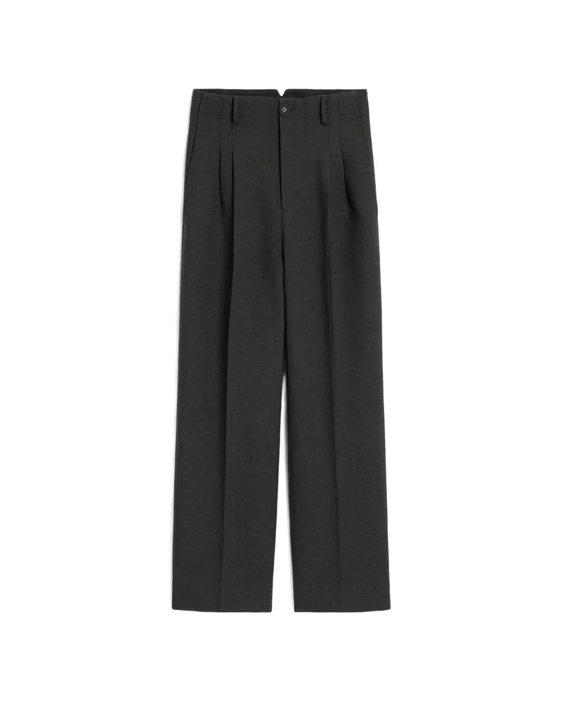 AMI Paris High-waisted Carrot-fit Wool Trousers Grey