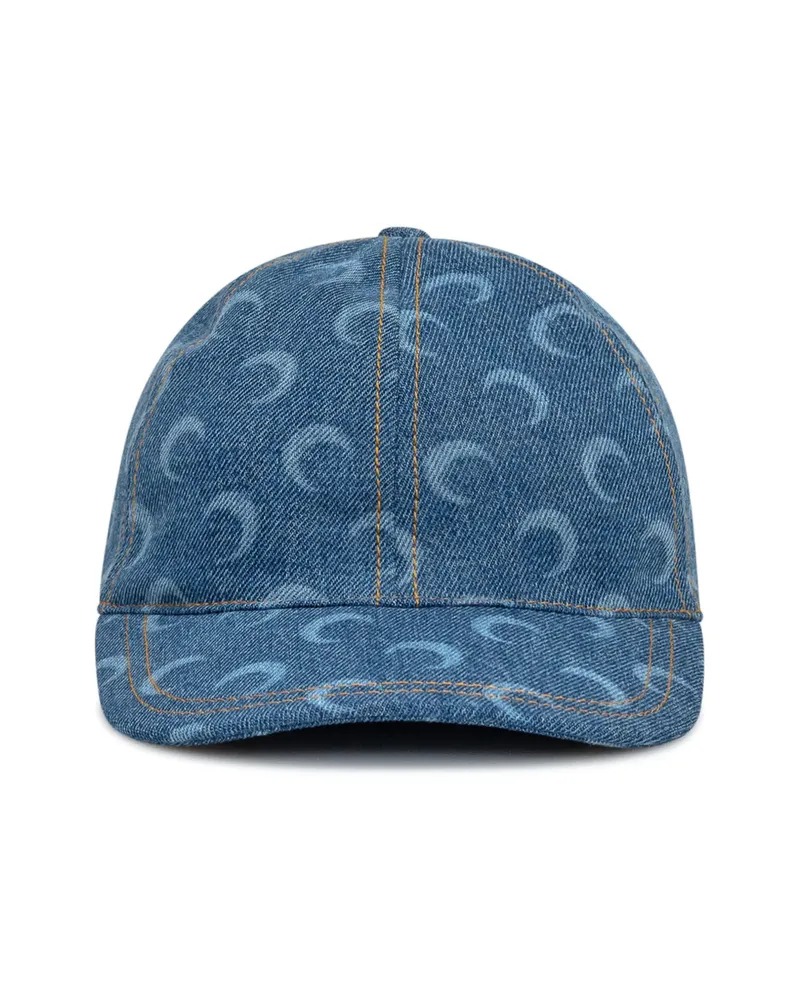 Marine Serre Moon-print Denim Baseball Cap Blue