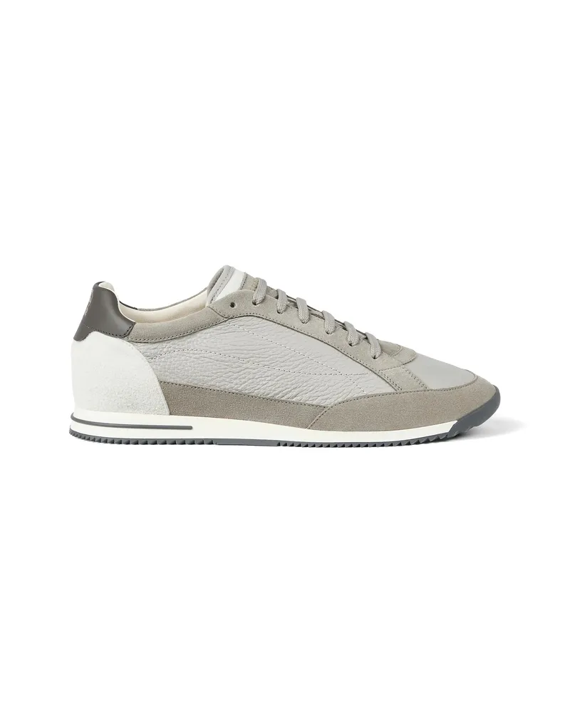 Brunello Cucinelli Deerskin And Suede Sneakers Grey
