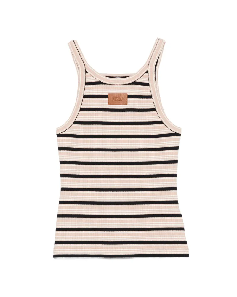 Fendi Striped Ribbed-knit Tank Top Pink