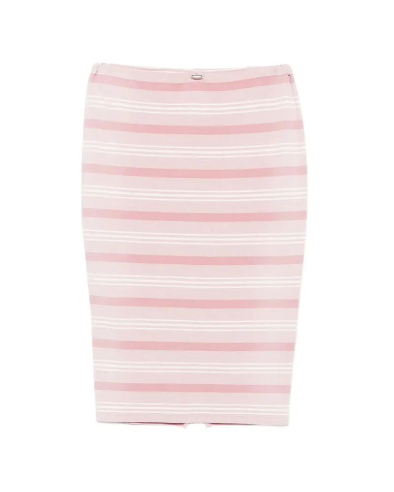 Prada Striped-detail Midi Skirt Pink