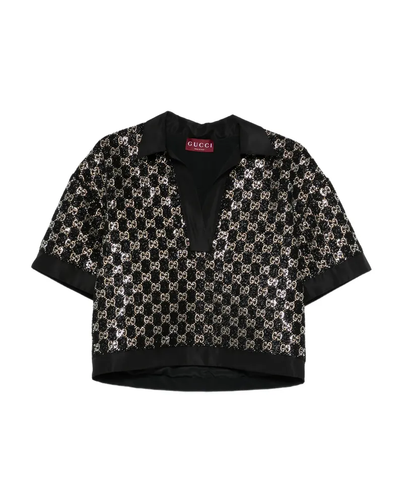 Gucci Sequin V-neck Top Black