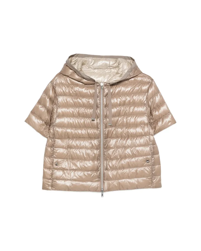 Herno Short-sleeve Hooded Jacket Neutrals