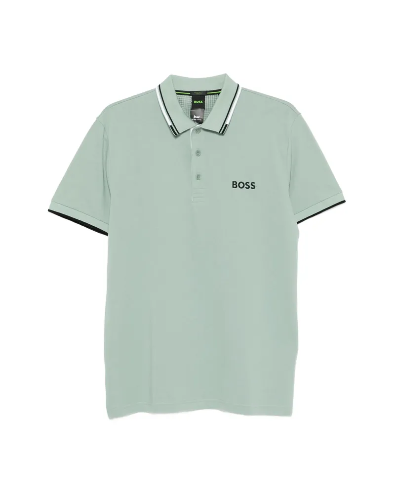 HUGO BOSS Striped-trim Polo Shirt Green
