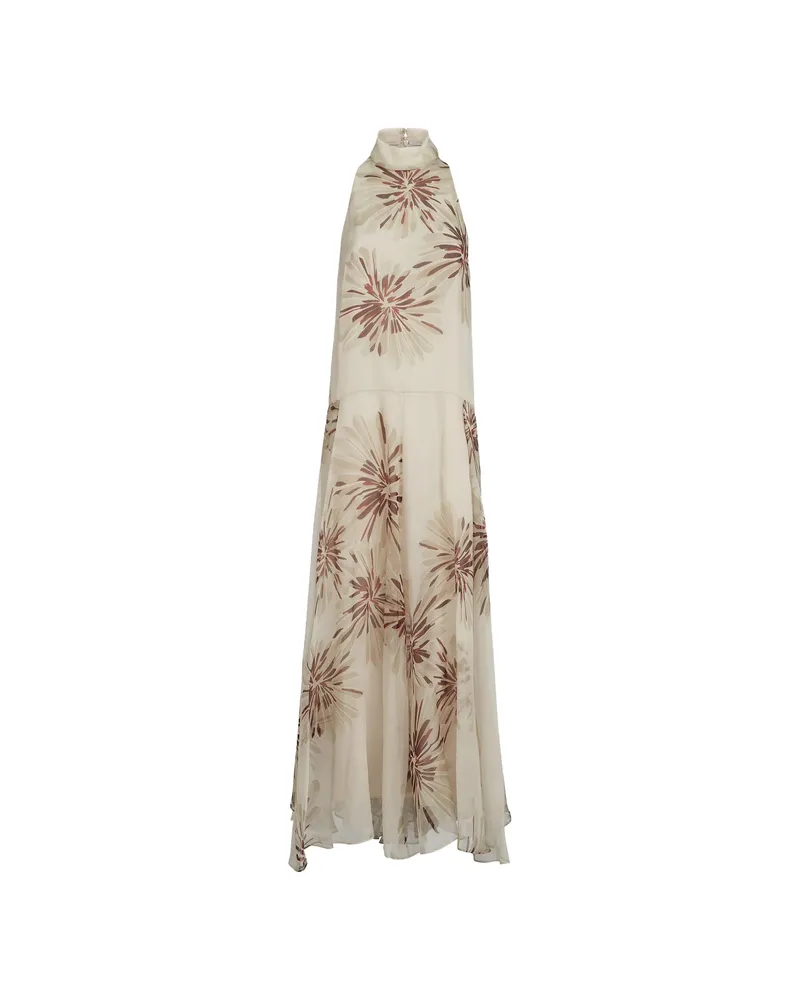 Brunello Cucinelli Bloom-print Maxi Dress Neutrals