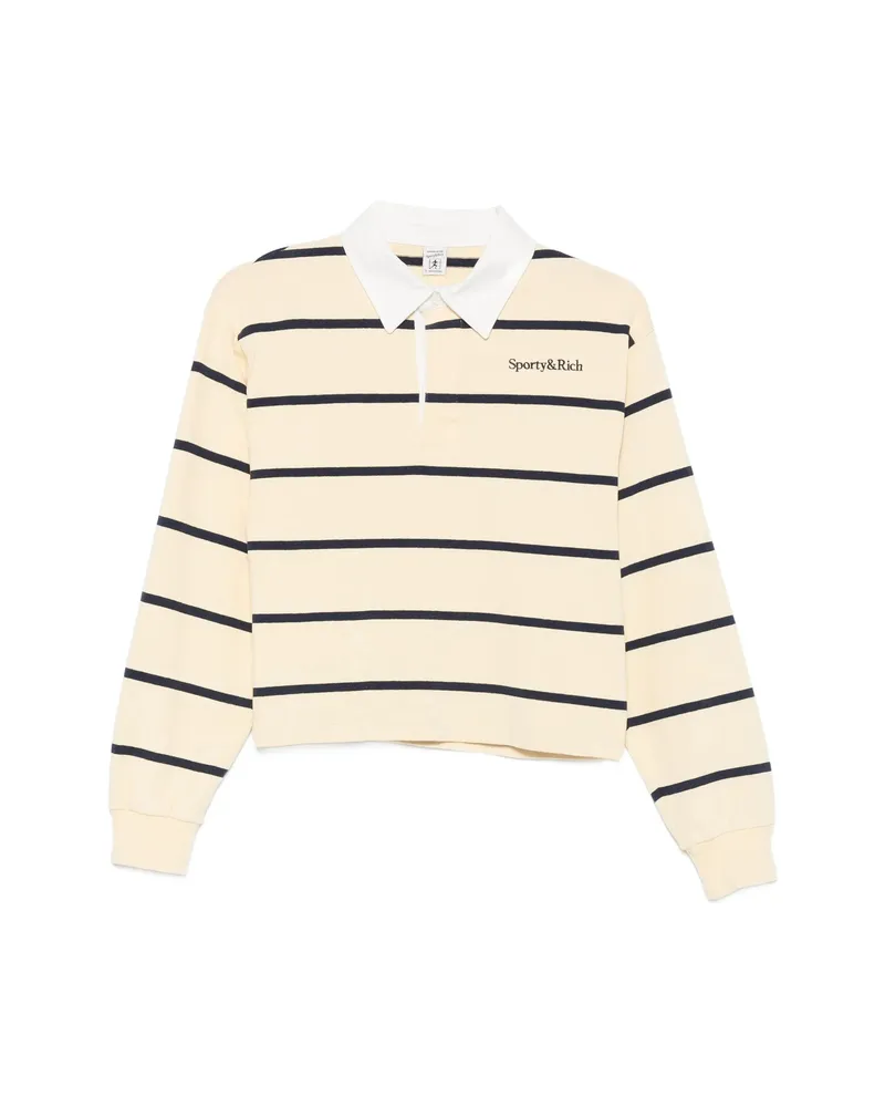 SPORTY & RICH Striped Polo Shirt Neutrals