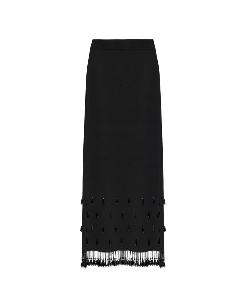 By Malene Birger Estilla Beaded Fringe Maxi Skirt Black