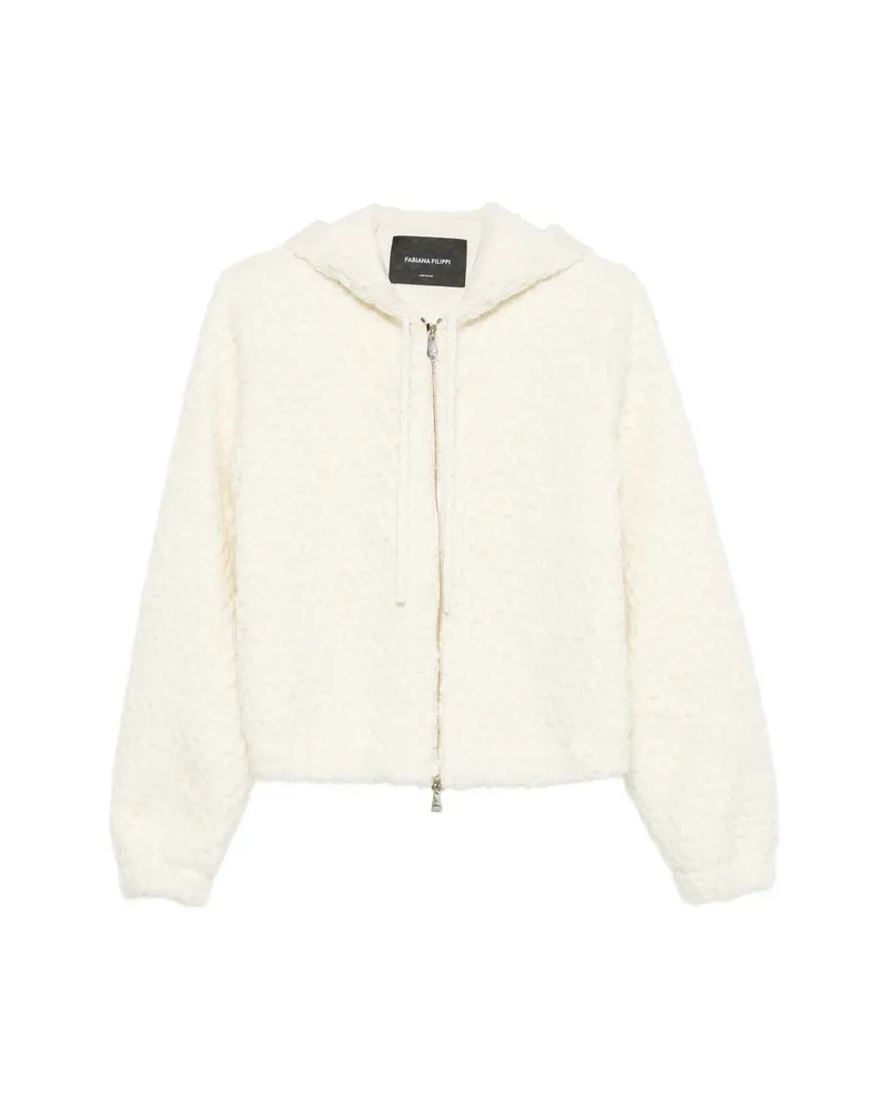 Fabiana Filippi Bouclé-knit Hooded Jacket Neutrals