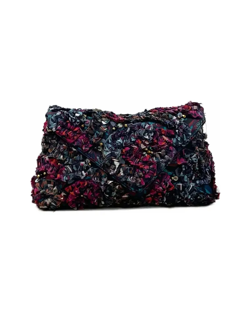 Dries van Noten Ruffled Envelope Clutch Bag Purple