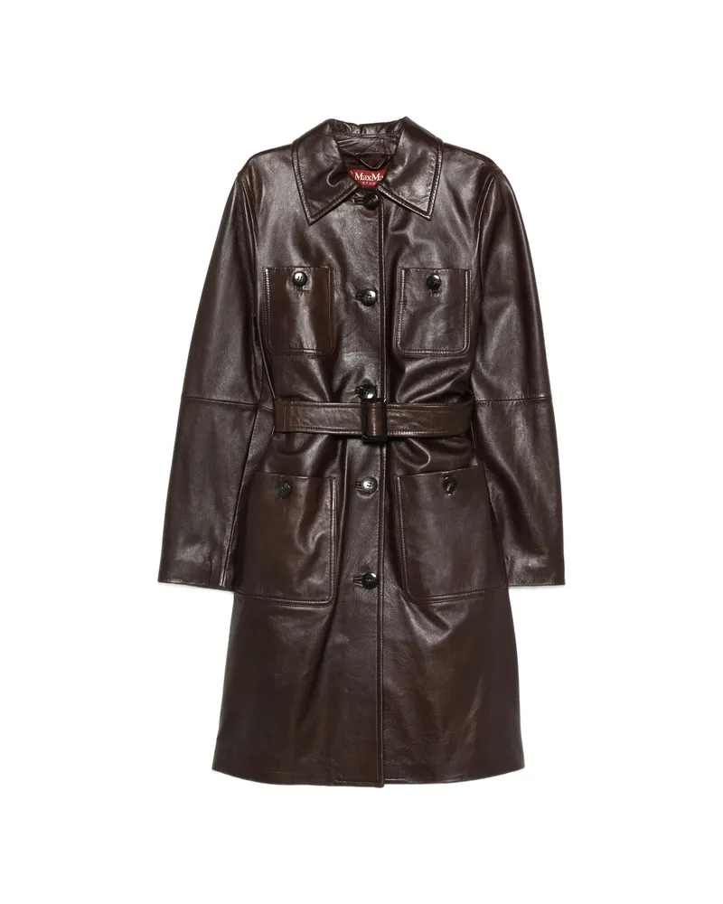 Max Mara Mstamaca Button Belted Jacket Brown