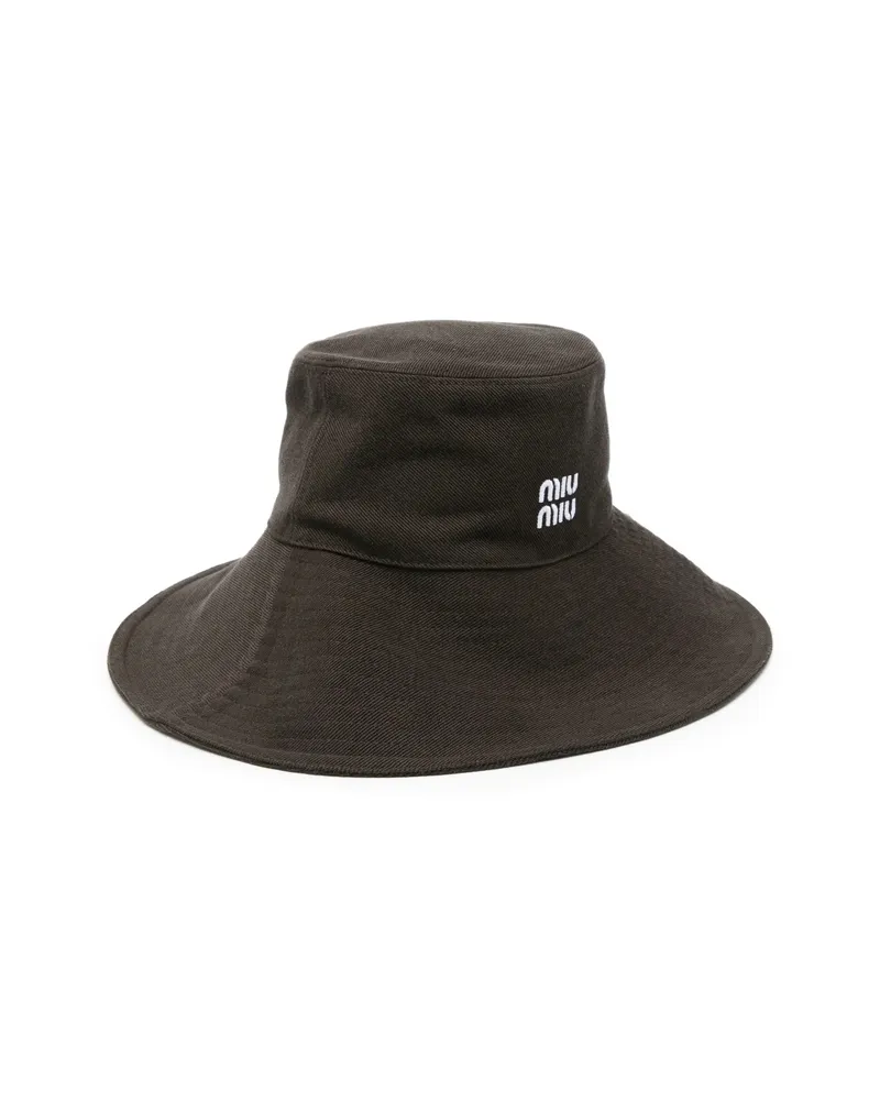 Miu Miu Logo Bucket Hat Brown