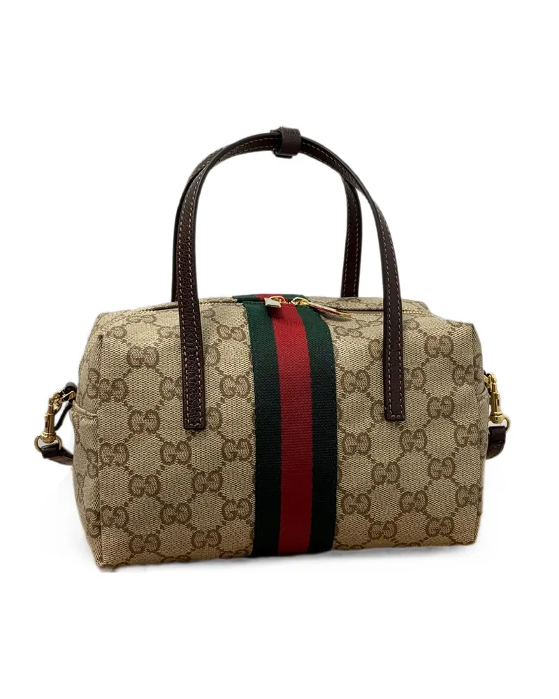 Gucci Mini Boston GG Supreme Tote Bag Neutrals