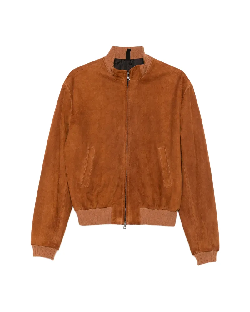 Tagliatore Suede Zip-up Jacket Brown