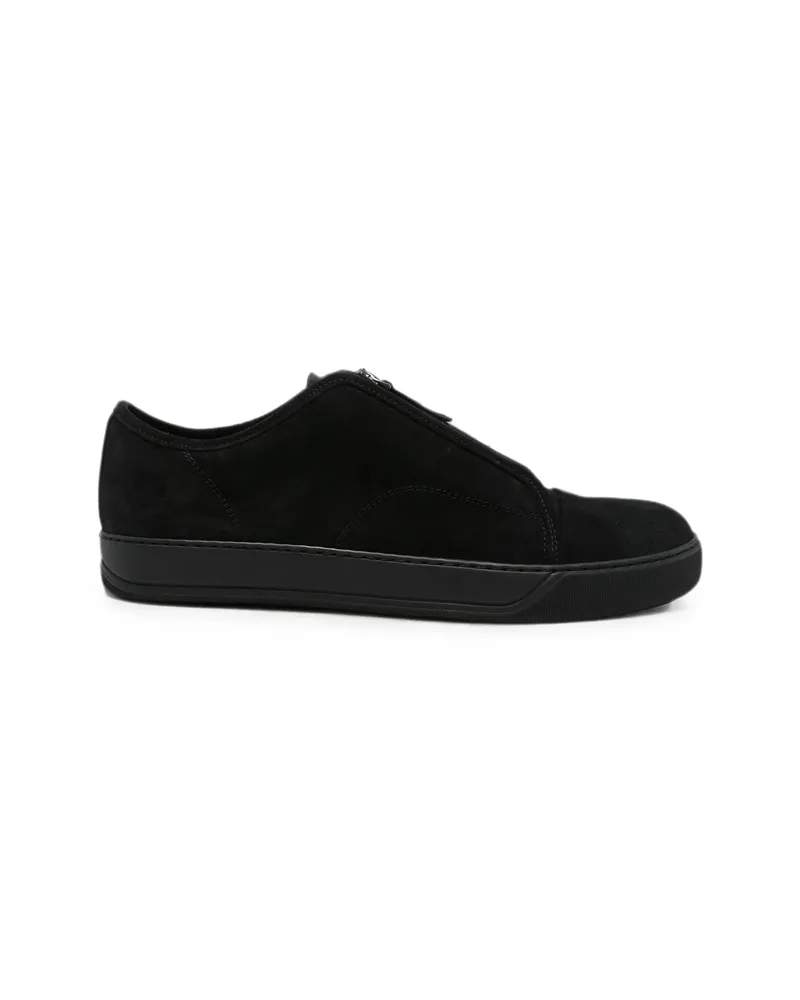 Lanvin Front-zip Suede Sneakers Black