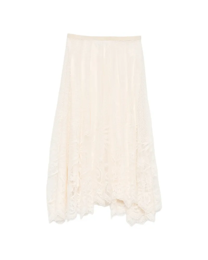 Fabiana Filippi Lace Asymmetric-hem Midi Skirt Neutrals